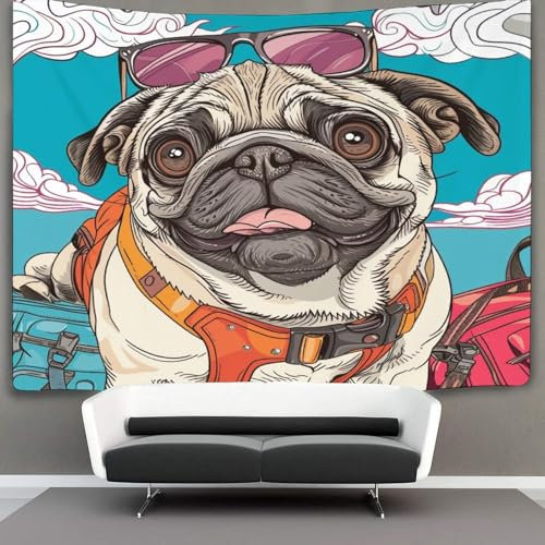 DCABEIOOE 3D Druck French Bulldog Wandteppiche Poster Ornament Wandbehang Wandteppich Raumteiler Vorhang Für Wohnzimmer Schlafzimmer Tapisserie 180cmx230cm