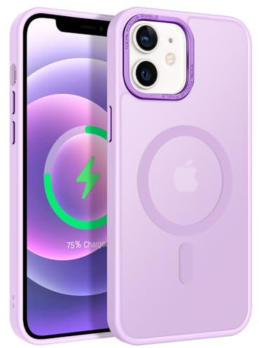 GaoBao Strong Magnetic Slim Fit iPhone 12/12 Pro Case, Translucent Matte Protective Cover for Women/Girls, Light Purple
