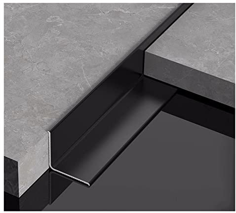 WOTZOV 3 Stück/35,5 Zoll Aluminium-Übergangsleiste für Laminat, Ecke, 90-Grad-Winkelleiste, Wand-Eckschutz, Kantenschutz, wasserdichtes Profil,Schwarz 3St