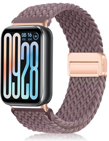 PaceBid Nylon Straps for Xiaomi Smart Band 8 Pro/Smart Band 9 Pro/Xiaomi Redmi Watch 4/Watch 5, Men and Women Braided Magnetic Replacement Watch Band for Xiaomi Mi Band 9 Pro/Mi Band 8 Pro - Purple