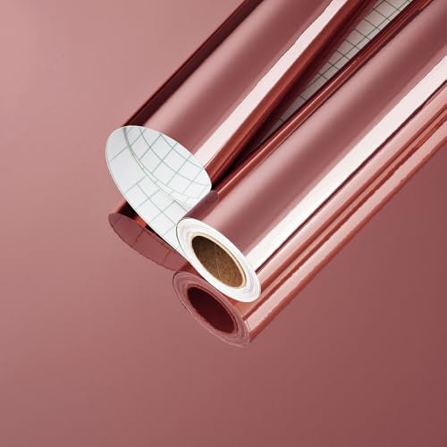 Yullpaper Purple Pink Wallpaper Mirror Sticker Counter Top Vinyl Covering Flexible Mirror Paper Peel and Stick Wall Paper Roll Living Room Pink Vinyl Wrap for Kitchen Cupboards Wall Decor 40cm x 300cm