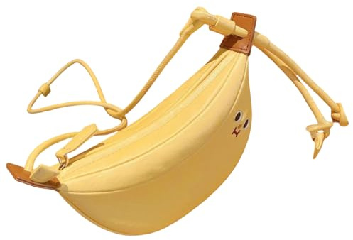Ldabrye Handtaschen für Damen, lustige Obstform, Schultertasche für Damen und Mädchen, Bananen-Design mit Kettenriemen, Crossbody-Taschen für den Alltag, Farbe 1, Einheitsgröße
