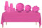WOOPARTY Set Stoviglie Plastica Fucsia - 140 Pezzi - 20 Piatti Dessert 17 cm, 20 Piatti Piani 22 cm, 50 Bicchieri, 50 Tovaglioli, 1 Tovaglia 137x274cm - per Feste, Compleanni e Picnic