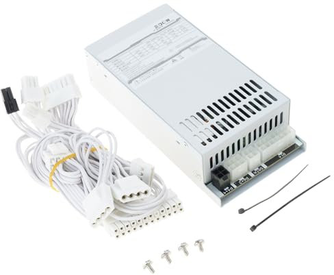 Montesy Fuente de alimentación pequeña de 1U de 300 W para estaciones de trabajo y PC de entretenimiento en el hogar, color blanco silencioso (sin adaptador de corriente)