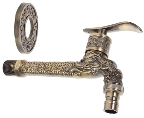 iplusmile Grifo de Pared Decorativo de Aleación de Zinc con Diseño de Dragón para Jardín Multifuncional Instalación Fácil para Piscina Balcón Lavadero y Exterior