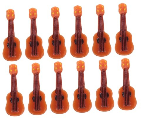 VICASKY 20 Stück Teiliges Miniatur Gitarren Modell aus Widerstandsfähigem Resin Realistisch Gestaltete Mini Musikinstrumente Dekoratives Puppenhaus Zubehör für Detailreiche Miniaturwelten