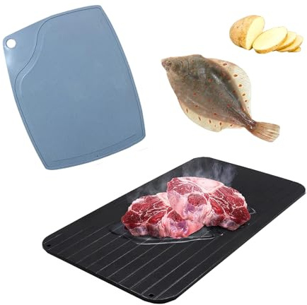 Plateau de décongélation Dégivrage Rapide, Plateau de décongélation Rapide avec Mini Planche à découper, Plaque De Décongélation Rapide des Aliments pour Viande, Poisson, Légumes (A)