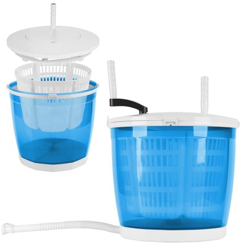 cukoekim Mini Manual Washing Machine, 2 in 1 Portable Hand Crank Non-Electric Washer with Spin Dryer, 2KG Capacity, Portable Compact Washer for Camping, Travel, Dorms, Apartments, RV Sky Blue
