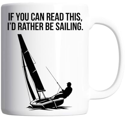 Pickhut Funny Sailing Gifts – If You Can Read This I’d Rather Be Sailing Mug, Sailor Coffee Cup for Men & Women 11oz