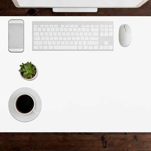 Sous Main 70 x 90 cm Antidérapant Tapis Buvard de Bureau Décoratif Facile à Nettoyer pour Maison et Bureau Ordinateur Portable, Blanc