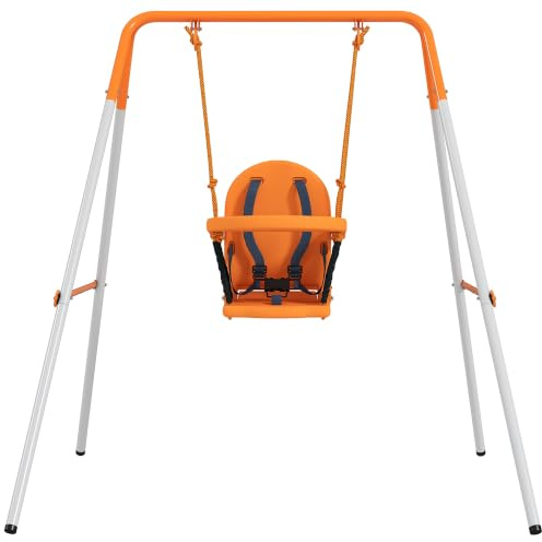 Outsunny Columpio para Bebés con Respaldo Niños 6-36 Meses 25 kg Naranja