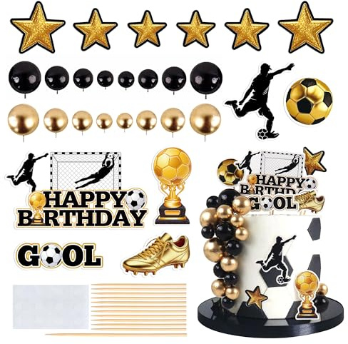 Blumomon 1Set Football Cake Toppers Ball Cake Topper Boys Girls Birthday Cake Decoration Baby Shower Party Football Theme Decoration Supplies