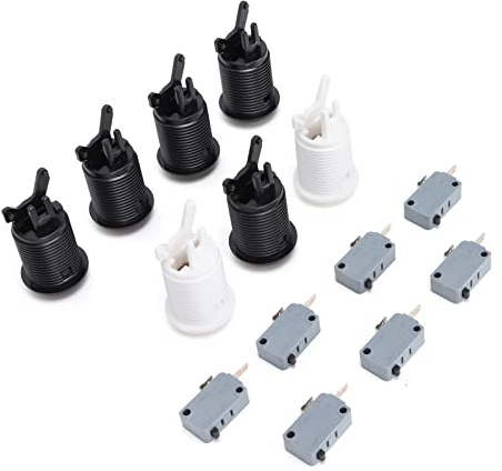 Zunate Happ Type 30-mm-Snap-in-Tasten-Set mit 1.000.000-maliger Druckreaktion, Geeignet für -Joystick, 7 Tasten für Benutzerdefinierte Controller, ABS, Schwarz und Weiß