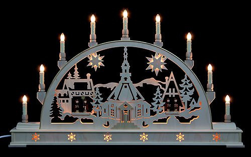 Schwibbogen - Kirche mit Kurrende und Sockel - 78cm x 45cm - Original Erzgebirge Schwibbögen - Manufaktur Seidel