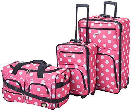Rockland Set di valigie da 3 pezzi, trasparente, set di valigie da 3 pezzi, Pinkdot, Taglia unica, Melbourne Hardside - Trolley espandibile con ruote girevoli