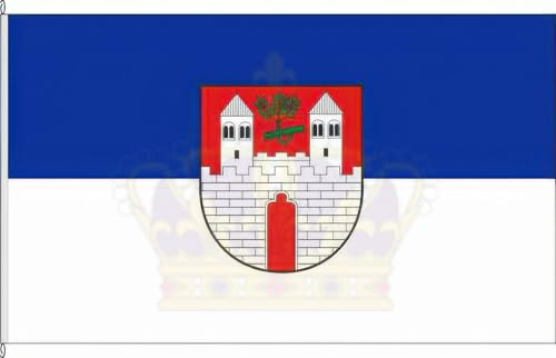 KÖNIGSBANNER Zertifizierte Flagge Fahne Eschwege - ESW 80 x 120cm - Hissflagge doppelt gesäumt mit Karabinerhaken aus deutscher Flaggen-Manufaktur