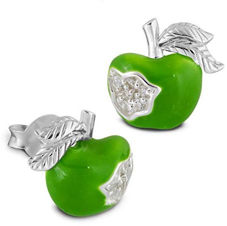 Teenie-Weenie Ohrstecker grün Ohrringe Sterlingsilber Apfel Kinder D1SDO8116L