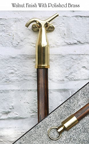 Sash window Pole Hook, for opening Sash, Compatible with VELUX® Roof Windows, Attic & Loft Hatch, blinds Skylight, Fanlight - (Polished Brass & Walnut)