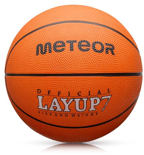meteor® Layup Kinder mini Basketball Größe #5 ideal auf die Jugend Kinderhände von 4-8 Jährigen abgestimmt idealer Basketball für Ausbildung weicher Basketball mit griffiger Oberfläche (Größe 7 (Herren), Orange)