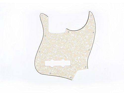 Musiclily 10 Löcher J Bass Pickguard JB Schlagbrett für Fender American/Mexican Standard Jazz Bass,4 lagig Parchment Pearl