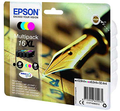 Epson Pack de 4 Cartouches d'encre d'origine 16XL Assortis Amazon Dash Replenishment est prêt