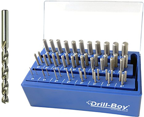 Drill Boy Kunststoffständer mit Sortierfunktion, geschliffene blank mit Kreuzanschliff ab Durchmesser 3 mm, 55 teilig, 433857055