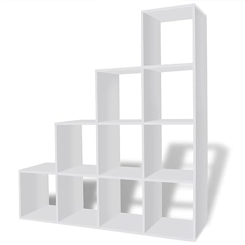 vidaXL Libreria a Scala/Mensola Elegante 142cm Bianca Ripiano Scaffale Moderno