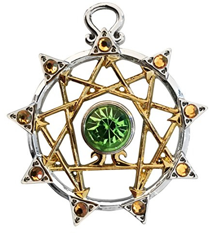 Mystic Kabbalah Enneagramm – Halskette mit Anhänger für mehr Selbsterkenntnis, Zink, Kristall