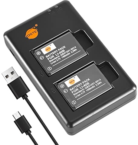 DSTE 2PCS LI-40B(1400mAh/3.7V) Batterie Ladegerät Compatible für Olympus D-725 IR-300 FE-230 FE-240 FE-250 FE-280 FE-290 FE-300 FE-320 FE-330 FE-340 FE-350 FE-360 FE-3000 FE-3010 FE-4000 Kamera