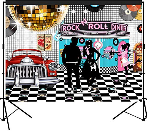Hintergrund der Rock und Roll Party 50er Jahre Thema Party Kulisse für Fotostudio Fotografie Größe: 2.1 x 1.5m Nicht-waschbar