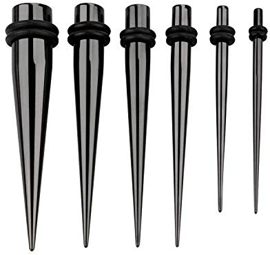PiercingDoc Dehnstab für Tunnel 2er Set Chirurgenstahl Taper schwarz 4mm