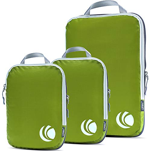 Cipway Kompressions-Packwürfel-Set, ultraleicht, erweiterbar, Reise-Organizer für Handgepäck (grün, 3 Stück)