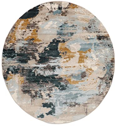 RugVista, Arty Mind, Teppich, Mittelflor Teppich, ∅ 200 cm, Rund, Modern, Oeko-Tex Standard 100, Polypropylene, Flur, Schlafzimmer, Küche, Wohnzimmer, Weiss/Beige, Off White