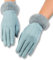axelens Damen Winter Touchscreen Kunstlederhandschuhe, Super Weich, Warme und Elegant aus Wildleder, Ärmel in ökologischem Weichpelz für Smartphone, Handy Größe S/M – HELLBLAU