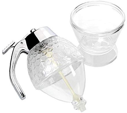 Hotaden Squeeze Bottle Honey Jar Container Bee Drip Dispenser Kettle Storage Pot Stand Holder Juice Syrup Cup