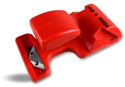 Araseur vice-versa couteau à moquette ou lino | Lame crochet cutter | Tous revêtement de sols | Poignée ergonomique | Ambidextre | PVC rouge 21 * 11 cm | Double maintien de la lame | Kibros ARASO1