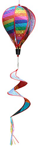 Rainbow Hot Air Balloon Wind Spinners Wind Balloon Spinners Colorful and Large Stripes Garden Windmill Deluxe Hot Air Balloon Twist Yard and Garden Outdoor Patio Wind Strip Decorations