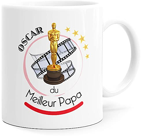 Mug Humour Oscar du Meilleur Papa Idée Cadeau Original Amour Star Cinéma Imprimé en France pour Fête des Pères, Futur Père Homme Anniversaire Noël ou juste pour le Plaisir. Le Sourire dès le réveil
