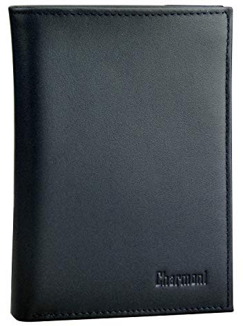 Charmoni Grand Classique Portefeuille en Cuir Protection RFID Blocage Homme (6V RFID Bleu)