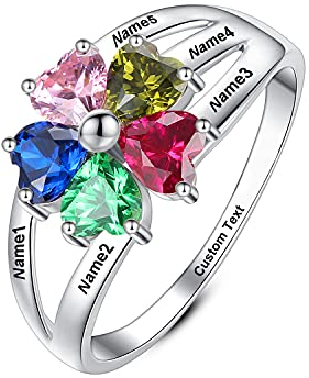 Muttertag Ring für Frauen Geburtsstein Ringe mit 5 Geburtssteinen Mutter Tochter Mutter Kinder Stein Familie Großmutter Schmuck Oma Geschenke Personalisierte gravierte benutzerdefinierte Name