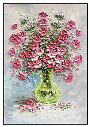 tymhrs 3D Painted Beauty Of Floral,Hand Painted Thick-Textured Flower,Knife Palette Red Petals,Handmade Canvas Painting Modern Wall Art For Living Room Entrance,40X60Inch(100X150Cm) No Frame