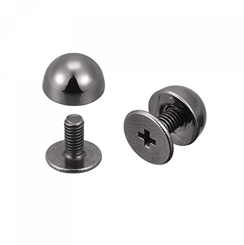 sourcing map 10 Sätze 8x5mm Runde Nieten Taschenfüße Pilznieten Metallnieten Nieten mit Schraubverschluss, Solide Rundkopf Ledernieten Schraubnieten Hohlrundkopf Ledernieten Schwarz