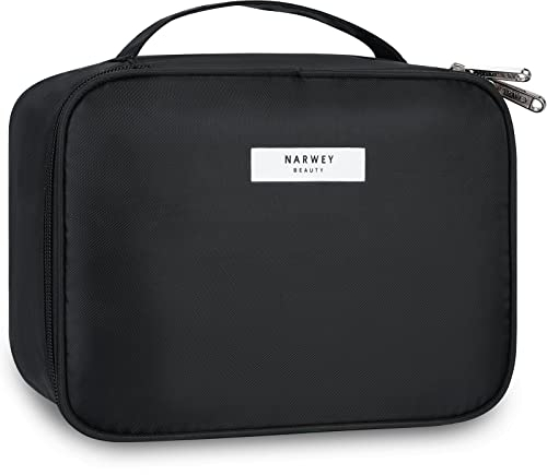Narwey Kosmetiktasche Damen, Kulturtasche Damen, Groß Make up Tasche Reise Schminktasche Mädchen, Kosmetik Tasche, Makeup Bag Cosmetic Bag (Schwarz (Aktualisierung))