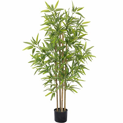 SOFTFLAME 4ft Bamboo Artificial Tree, Faux Bamboo Plant, Real Touch Technology, Artificial Plant with 15 Trunks, Perfect for Home Office Indoor Decoration