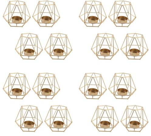 16 Stück Metall Geometrisches Design Teelicht Votivkerzenhalter Hohl Teelichthalter