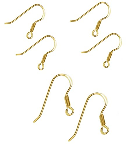 My-Bead 3 Paar Ohrhänger Ohrhaken 18mm 925 Sterling Silber vergoldet Fischhaken Gold Schmuckherstellung basteln DIY