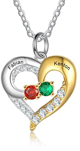 lorajewel Namenskette Gold Kette mit 2-5 Namen Silber 925 Personalisierte Geburtsstein Kette Halskette für Mütter Damen Kinder Oma Familienkette Muttertag Weihnachten Valentinstag