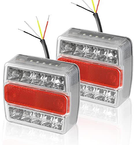 Yuanjoy 2 Stück LED Anhängerleuchten mit E-mark, 12V 24V Wasserdichtes Rücklicht Kit mit Kennzeichenbeleuchtung Für Lkw, Wohnwagen, Van, Oder, Traktor