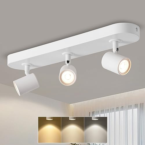 ANWIO 15W Lampara Techo Focos, 3 Focos Led Interior Techo, Apliques Techo Focos Blanco, Giratorios Plafón Foco de Techo LED(Bombillas Incluidas GU10).(EUCS-LG11A)