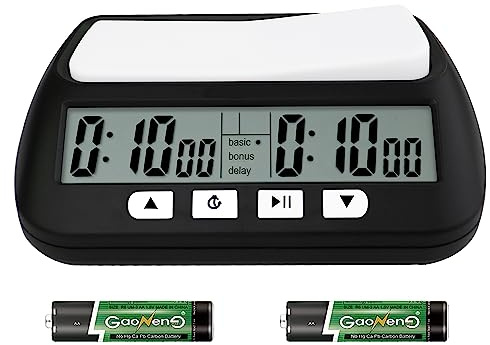 Digital Chess Clock Timer,QINFIEY Chess Timer for Board Games,Professional with Bonus Delay Count Down Up Function,Batteries Included